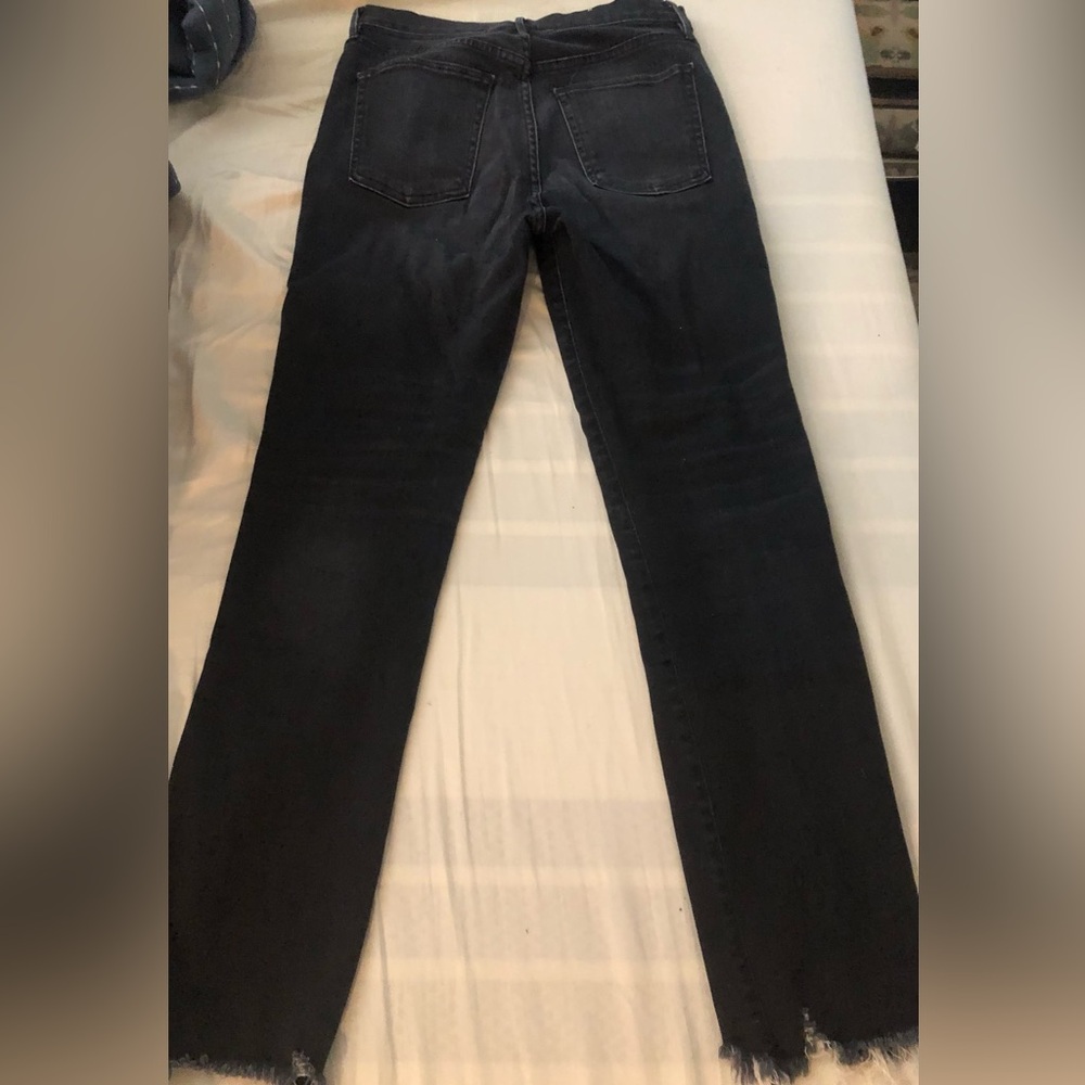 3x1 black cropped skinny jeans with frayed hem